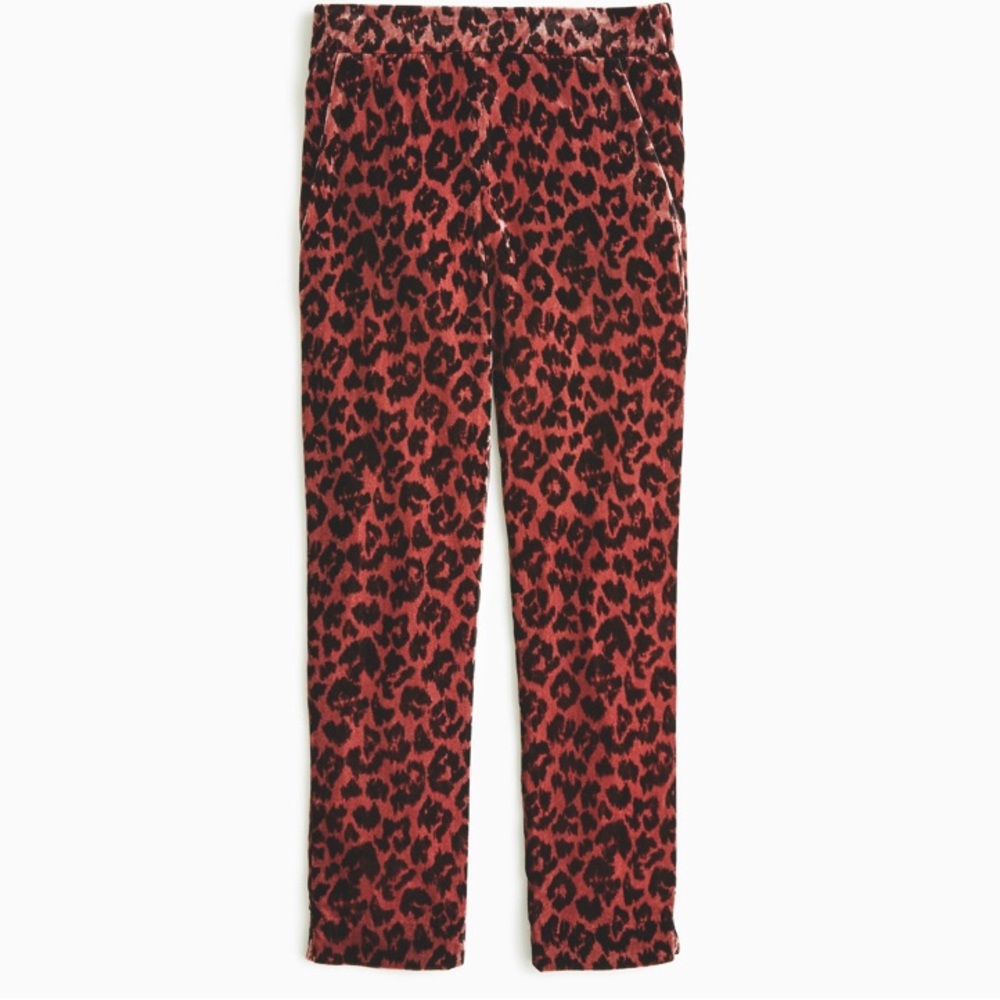 J. Crew pull-on rose leopard velvet pants - Size 12P